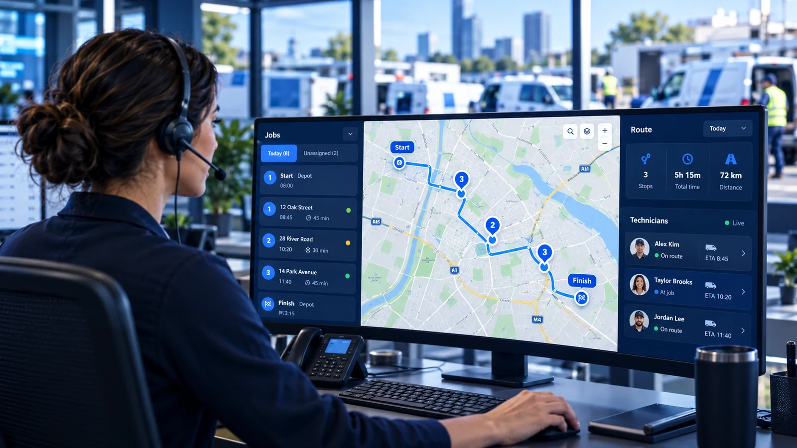 VOLENG Field Operations real-road planning, dispatch and live tracking